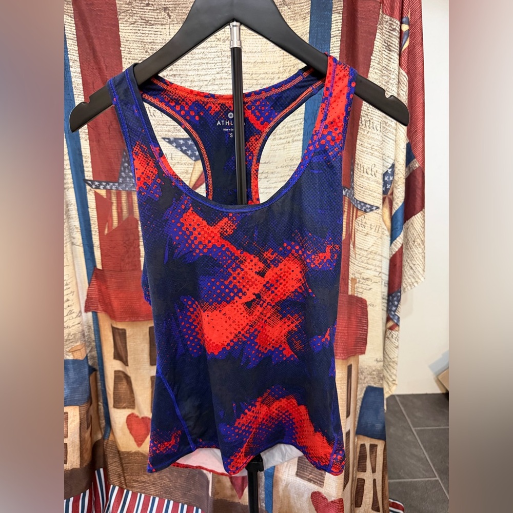 Athleta Red and Blue Racerback Performance Tank